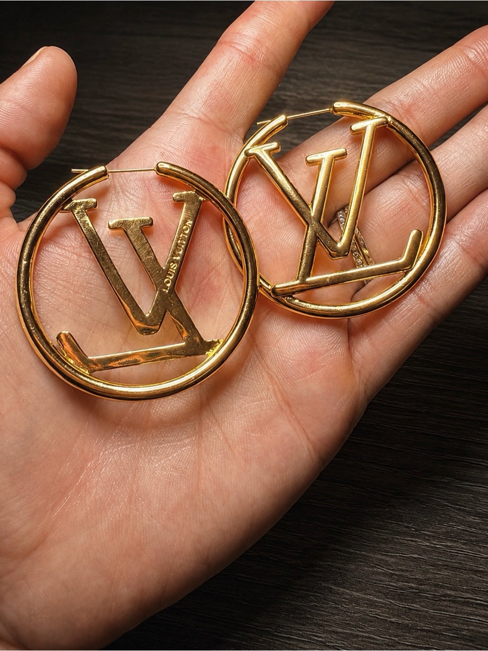 Gold Plated Monogram Hoop Earrings